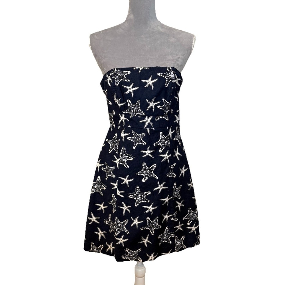 Vineyard Vines Strapless Mini Dress Navy‎ Blue Starfish Preppy Beach Vacation 2